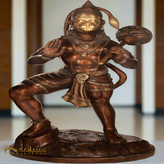 Brass Super Large Standing Hanuman Statue Antique finish For Home Temple Decor 5.5 Feet
