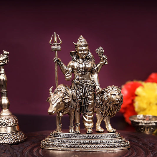 Brass Superfine Ardhanarishvara Statue Shiva Shakti Idol 4.5 Inch