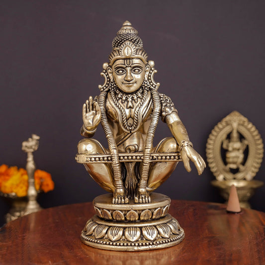 Brass Superfine Ayyappa Swamy Idol 6 Inches