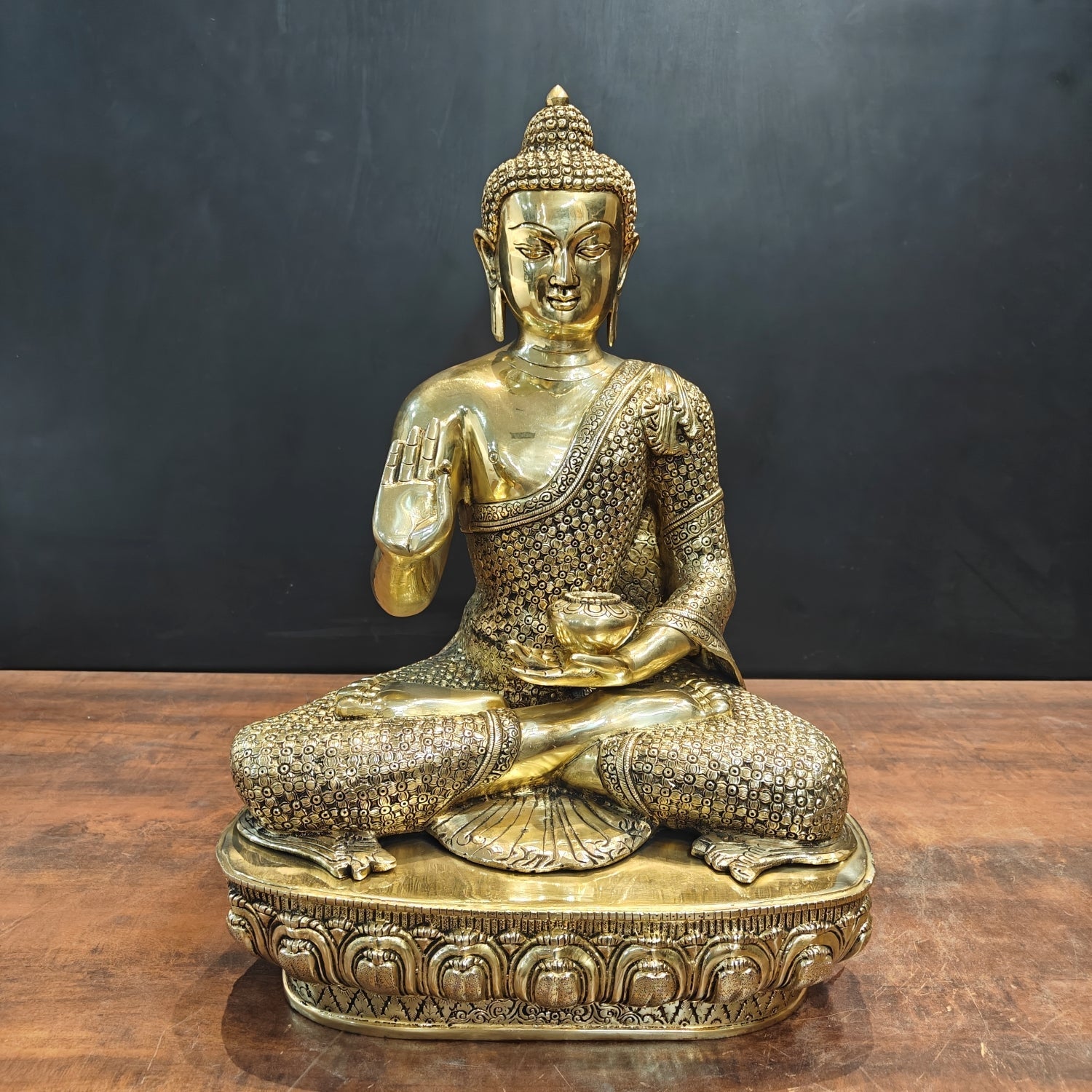 Brass Superfine Blessing Buddha Statue 2 Feet - Eco-friendly - Sama Homes