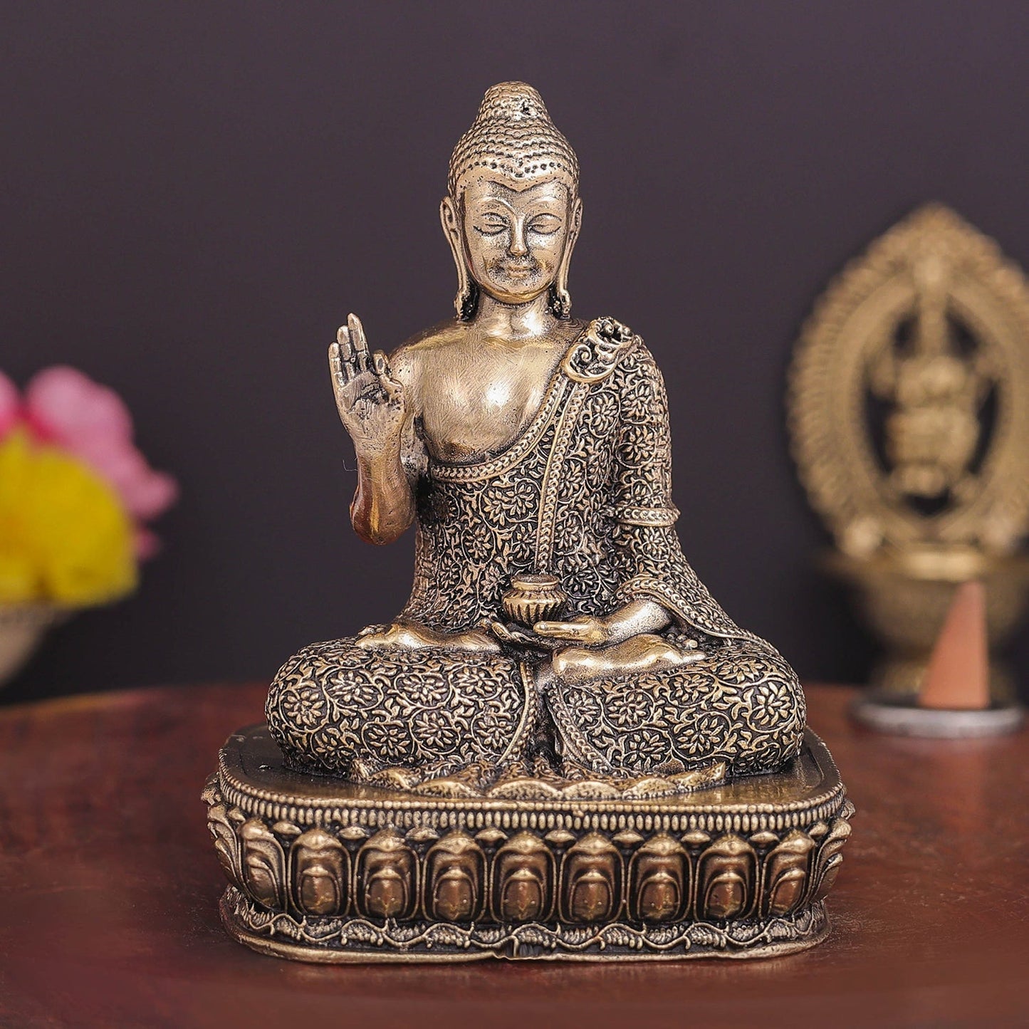 Brass Superfine Blessing Buddha Statue 4 Inch