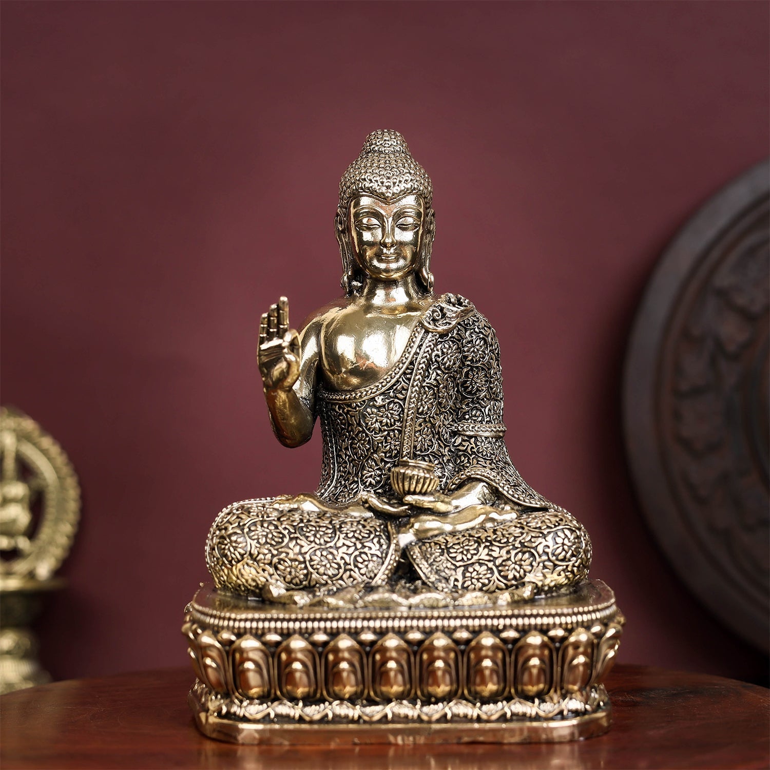 Brass Superfine Blessing Buddha Statue 6 Inch - Eco-friendly - Sama Homes