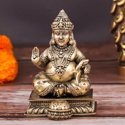 Brass Superfine Blessing Lord Kubera Idol 3 Inch by vendor-unknown - Hindu Gods