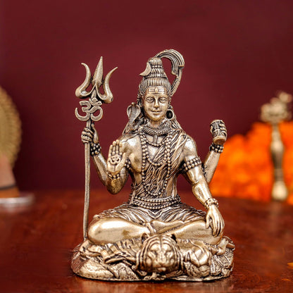 Brass Superfine Blessing Lord Shiva Idol intricate carvings 3 Inch by vendor-unknown - Hindu Gods