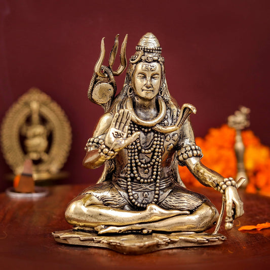 Brass Superfine Blessing Shiva Idol 4 Inch