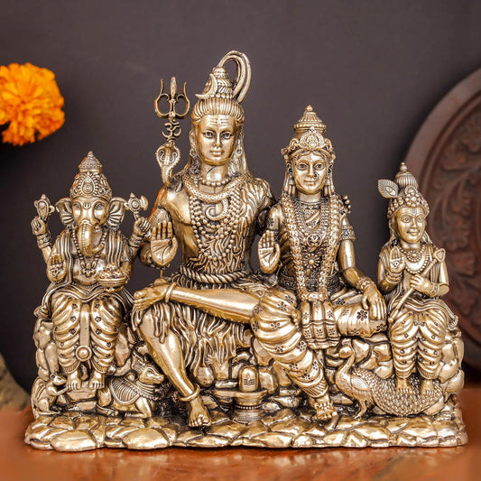 Brass Superfine Complete Shiv Parivar Idol For Home Temple Decor 7.5 Inch