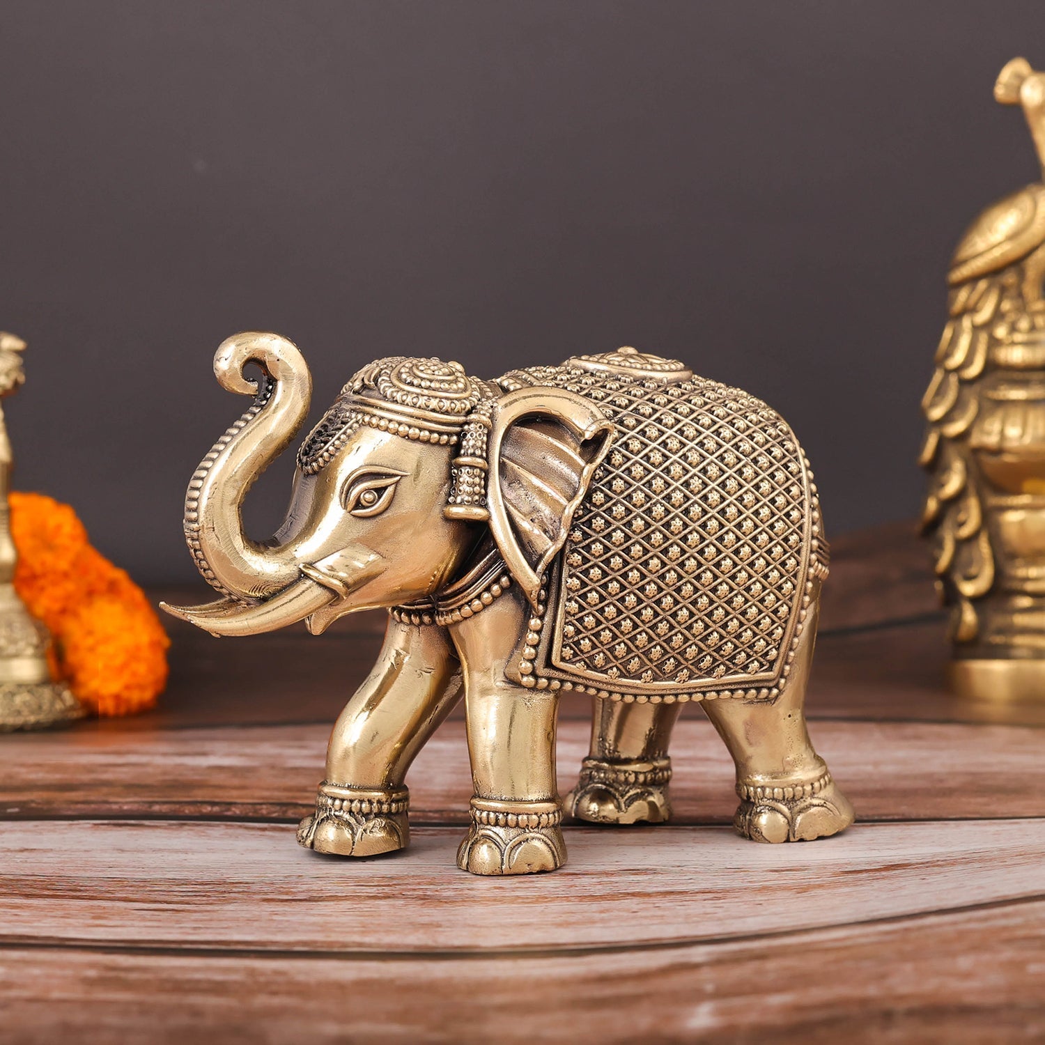 Brass Superfine Elephant Miniature Showpieces 3.5 Inch - Eco-friendly - Sama Homes