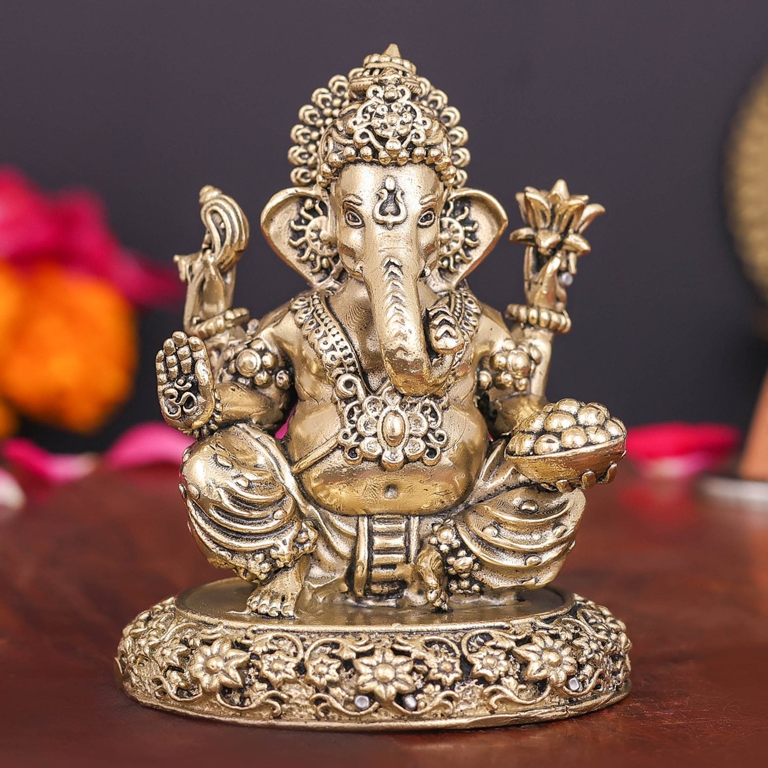 Brass Superfine Ganesha Idol 2.7 Inch - Eco-friendly - Sama Homes