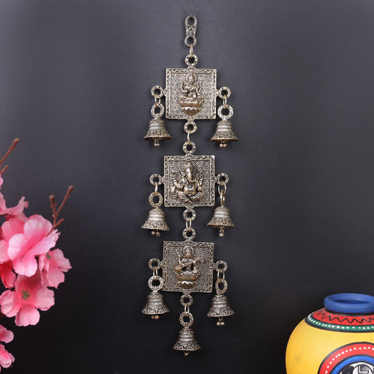 Brass Superfine Ganesha Lakshmi Saraswati Wall Hanging 13 Inch