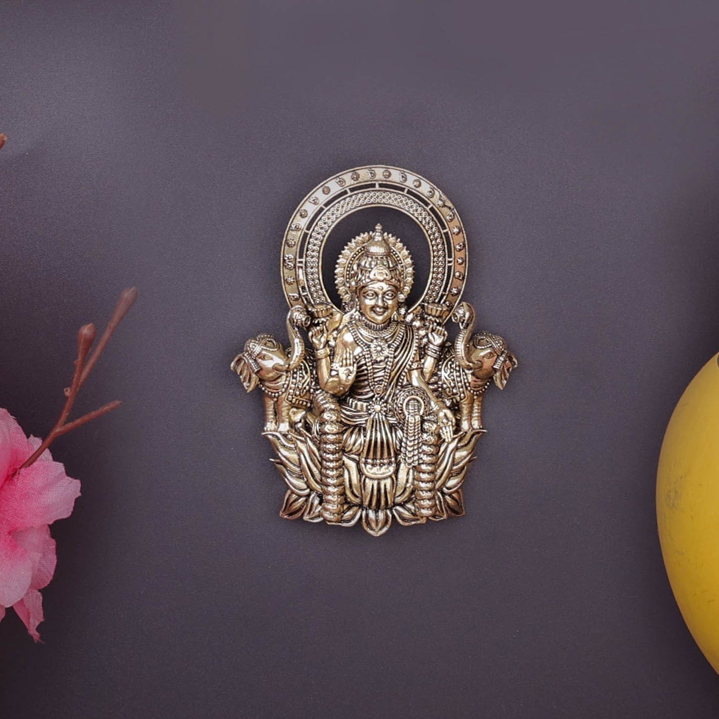 Brass Superfine Goddess Gajalakshmi Idol Wall Hanging 4 Inch