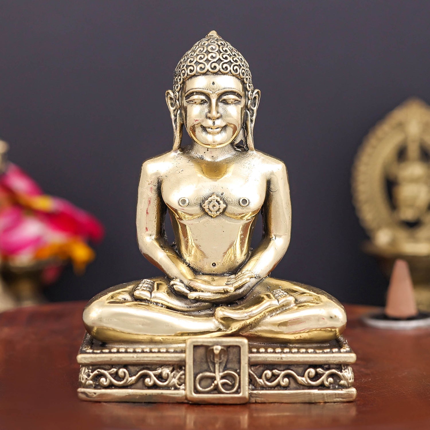 Brass Superfine Jain Bhagawan Shri Mahavir Swami 4 Inch - Eco-friendly - Sama Homes