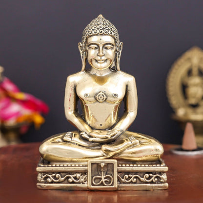 Brass Superfine Jain Bhagawan Shri Mahavir Swami 4 Inch by vendor-unknown - Hindu Gods