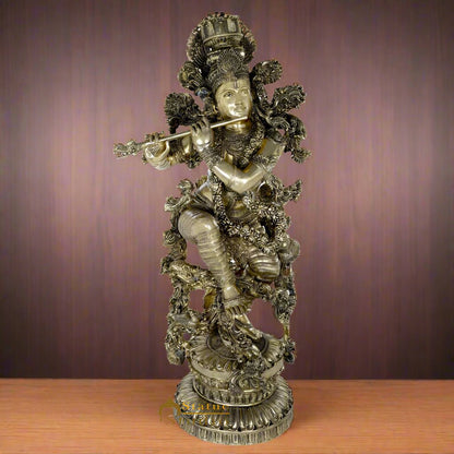 Brass Superfine Krishna Idol Exclusive Masterpiece 3.5 Feet by vendor-unknown - Hindu Gods