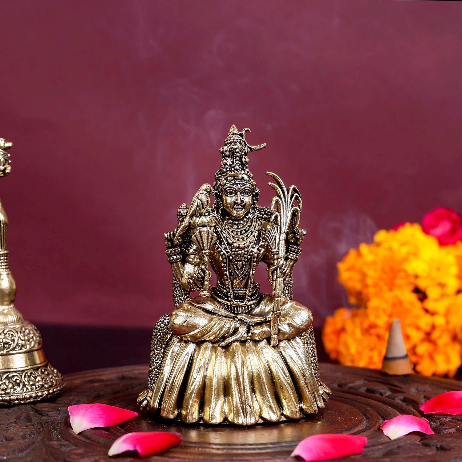 Brass Superfine Lalita Devi Rajarajeshwari Idol kamakshi amman 4 Inch - Eco-friendly - Sama Homes