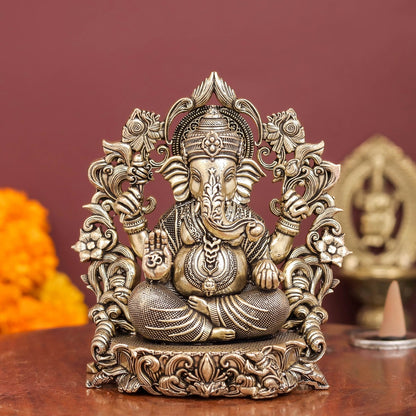 Brass Antique Ganesha Idol with Arch 4" by vendor-unknown - Hindu Gods