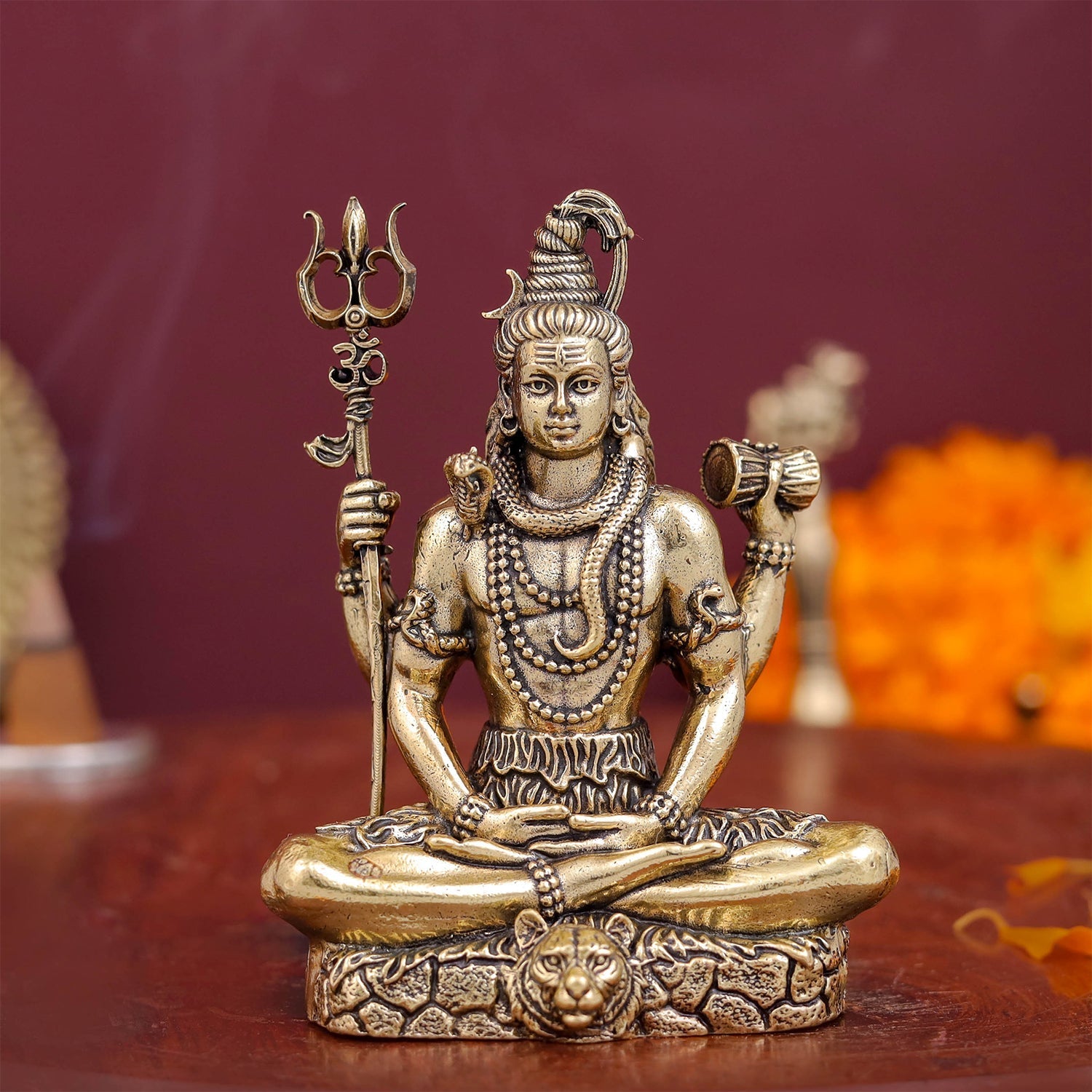 Brass Antique Lord Shiva Idol 3'' - Eco-friendly - Sama Homes