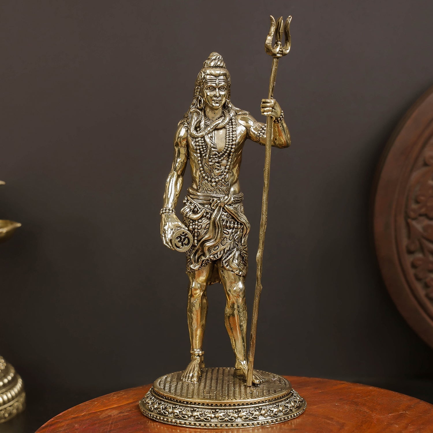 Brass Superfine Lord Shiva Idol Mahadev For Home Office Decor 8 Inches - Eco-friendly - Sama Homes