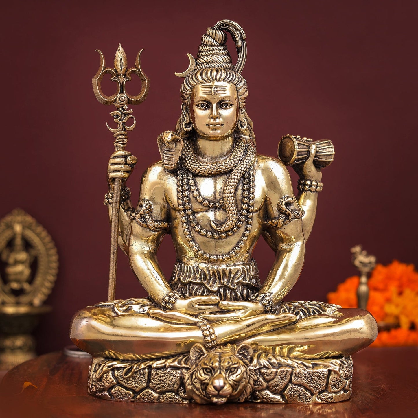 Brass Antique Lord Shiva Idol 7"