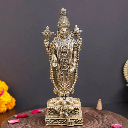 Brass Superfine Lord Tirupati Balaji Idol Venkateshvara Swamy 8 Inch by vendor-unknown - Hindu Gods