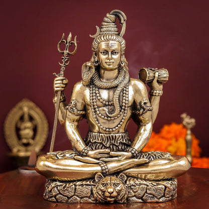 Brass Antique Lord Shiva Idol 6" by vendor-unknown - Hindu Gods