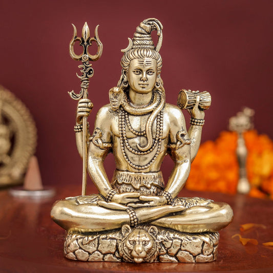 Brass Antique Lord Shiva Idol 4"