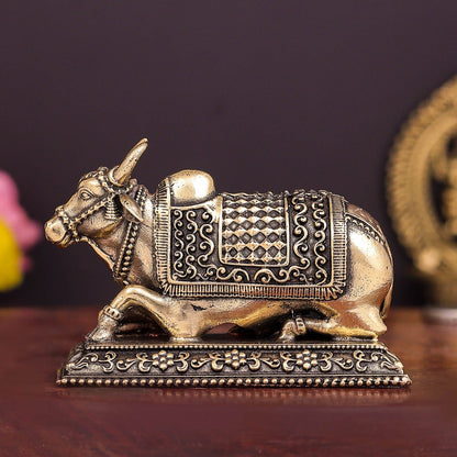 Brass Superfine Nandi Idol 3 Inch by vendor-unknown - Spiritual