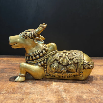Brass Superfine Nandi Statue With Enhanced Carvings 15 Inch by vendor-unknown - Spiritual (View 3)