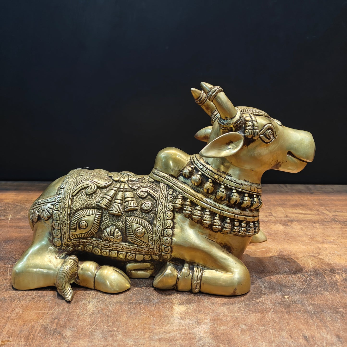 Brass Superfine Nandi Statue With Enhanced Carvings 15 Inch