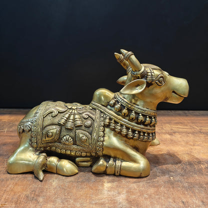 Brass Superfine Nandi Statue With Enhanced Carvings 15 Inch by vendor-unknown - Spiritual (View 4)
