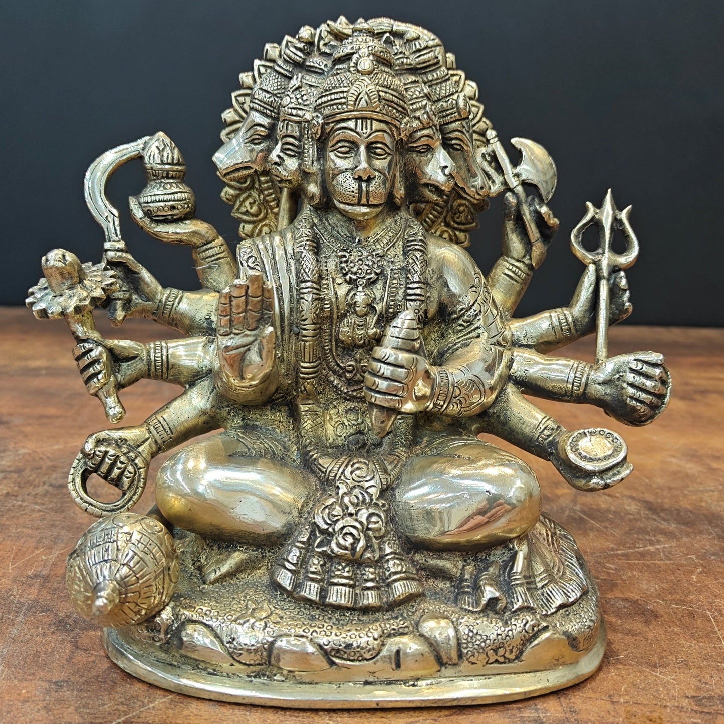 Brass Superfine Panchmukhi Hanuman Statue 8 Inch