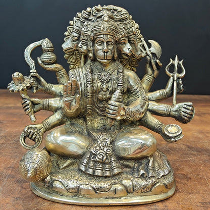 Brass Superfine Panchmukhi Hanuman Statue 8 Inch by vendor-unknown - Hindu Gods