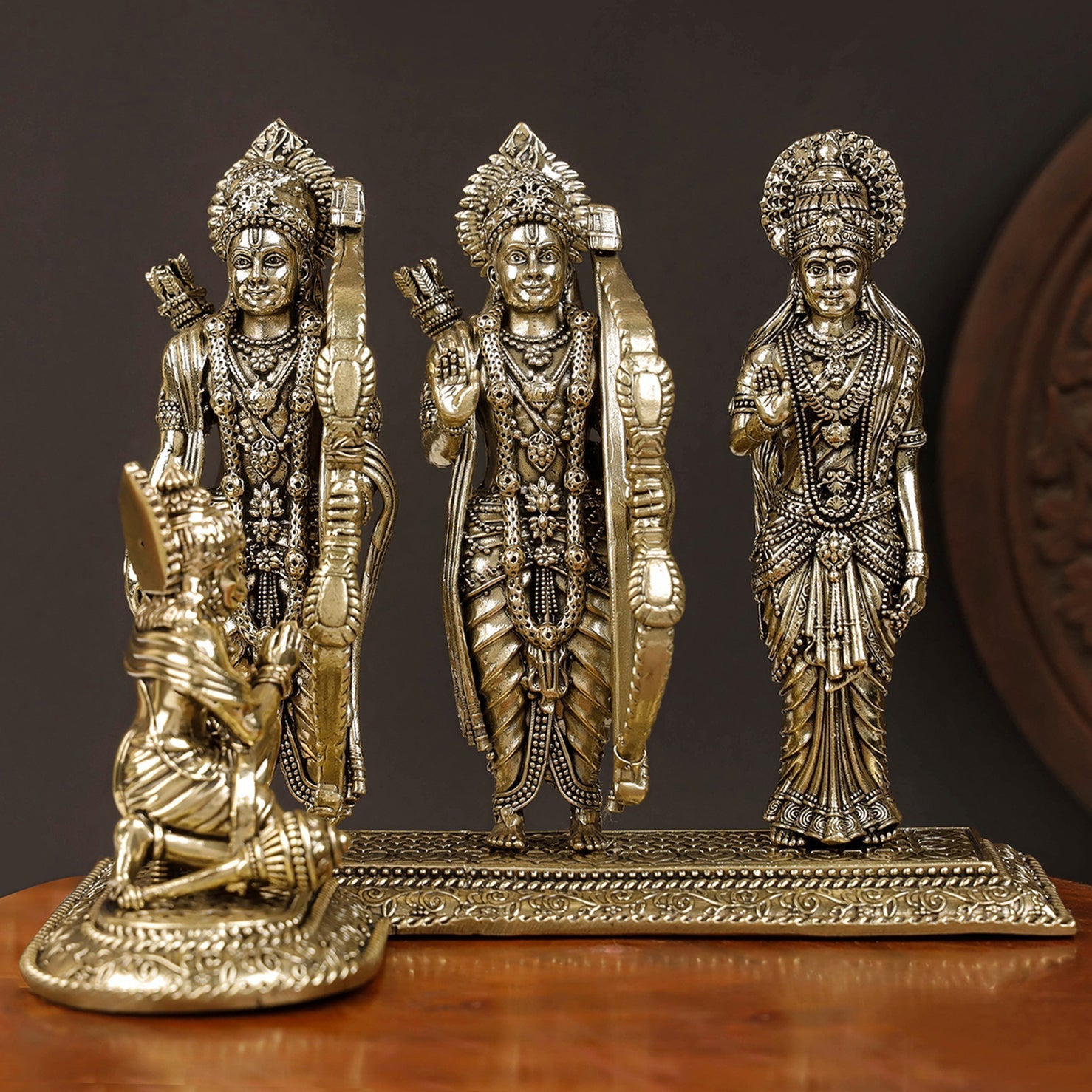 Brass Superfine Ram Darbar Idol Rama Family Statue 7 Inches - Eco-friendly - Sama Homes