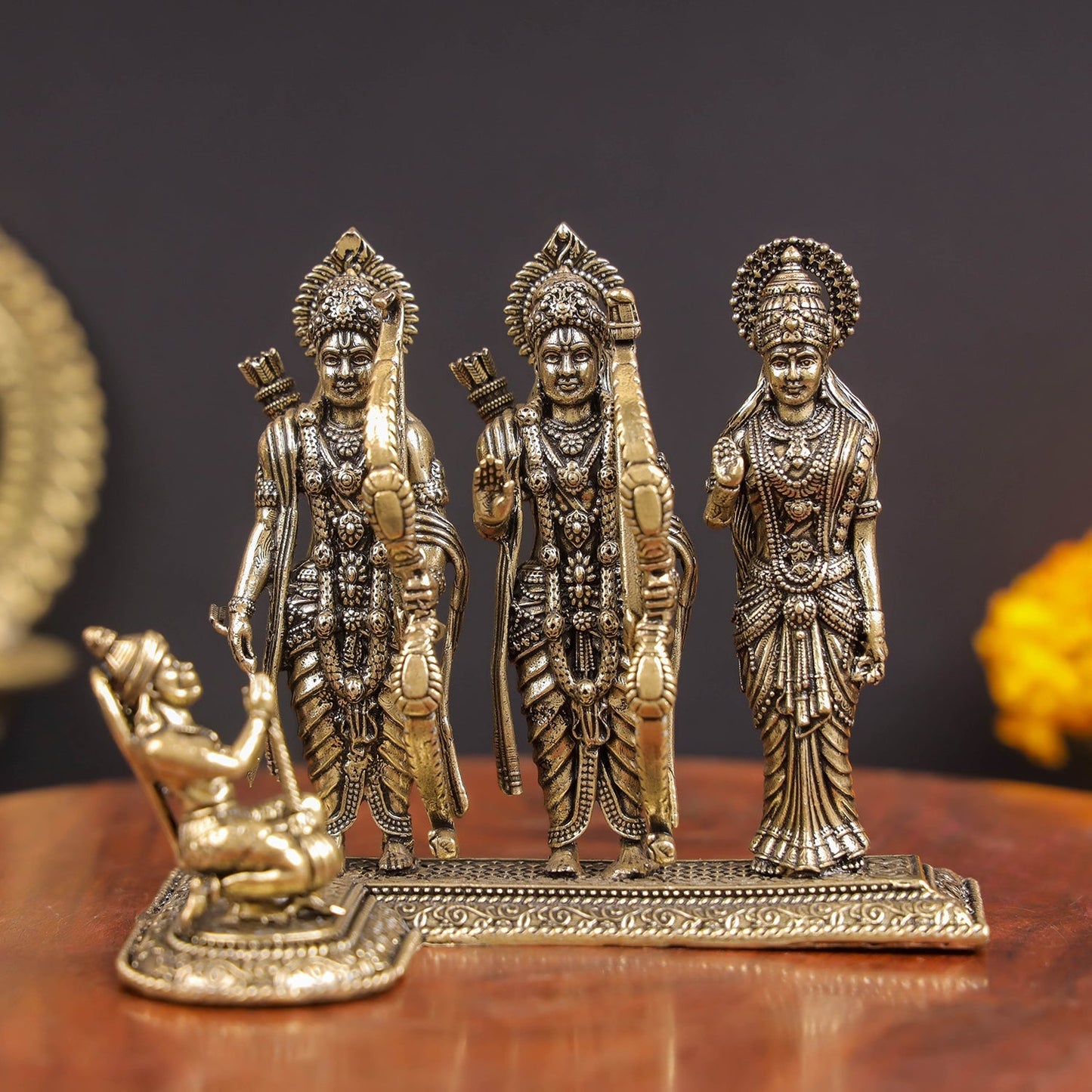 Brass Superfine Ram Darbar Idol With Intricate Carvings 3 Inch
