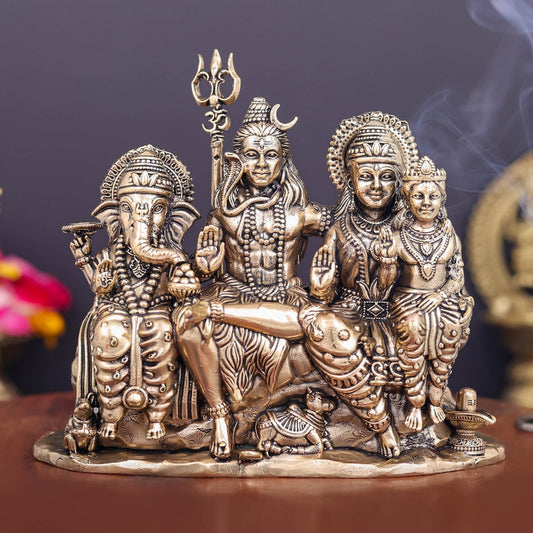 Brass Superfine Shiv Parivar Idol For Home Temple Decor 5 Inch