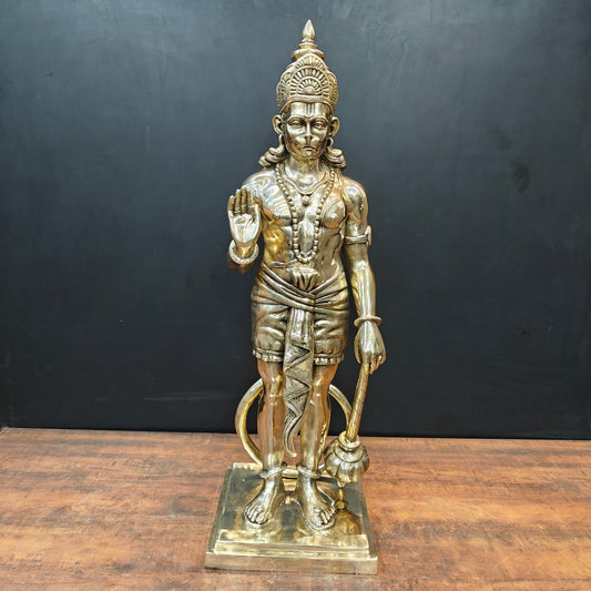 Brass Superfine Standing Hanuman Statue For Home Decor 3 Feet