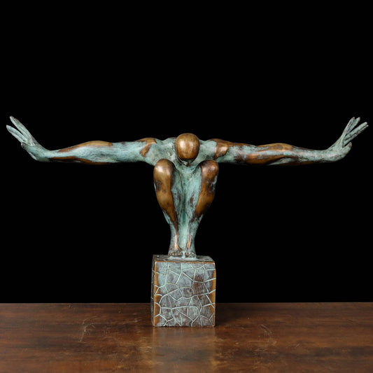 Brass The Olympic Swimmer Sculpture Antique Finish Decorative Showpiece 27 Inch
