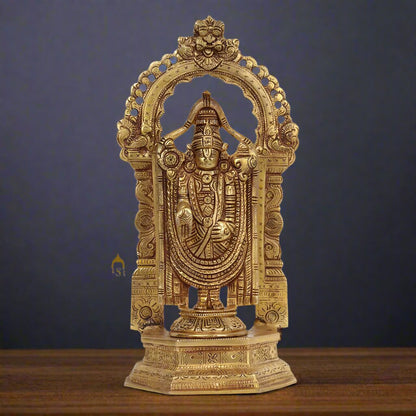 Brass Tirupathi Balaji Statue Lucky Religious Decor 11 Inch by vendor-unknown - Hindu Gods