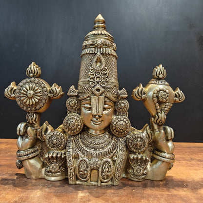 Brass Tirupati Balaji Face Wall Hanging 18 Inches by vendor-unknown - Hindu Gods