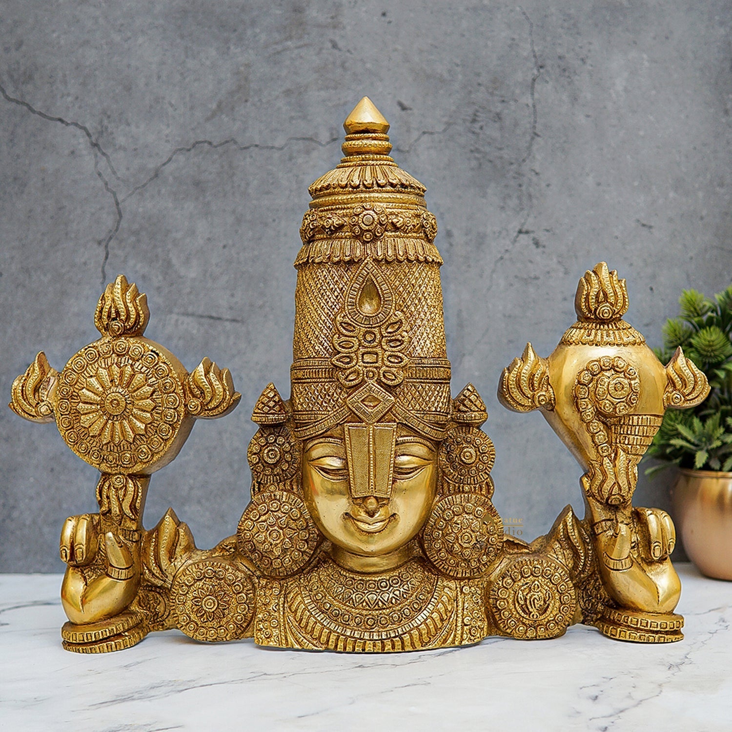 Brass Tirupati Balaji Face Wall Hanging 20 inches - Eco-friendly - Sama Homes