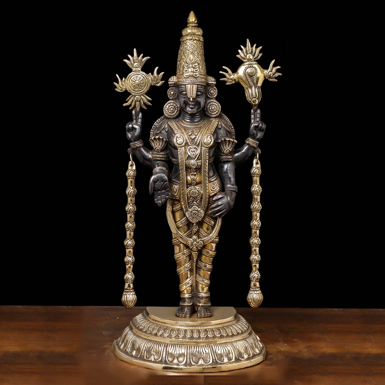 Brass Tirupati Balaji Idol Lord Venkateshwara Antique Finish 2 Feet - Eco-friendly - Sama Homes