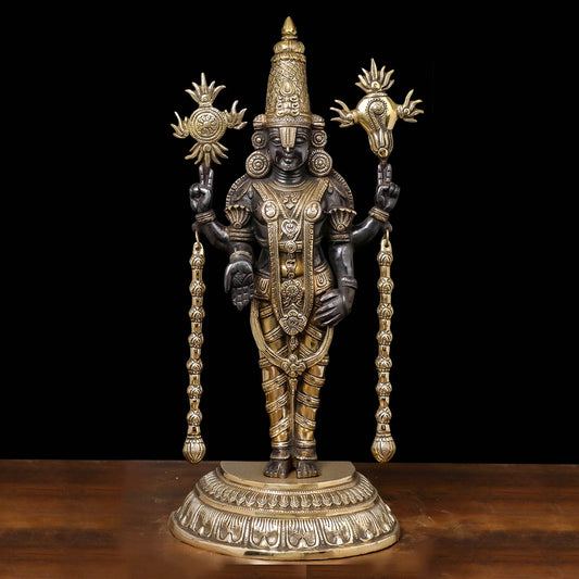 Brass Tirupati Balaji Idol Lord Venkateshwara Antique Finish 2 Feet