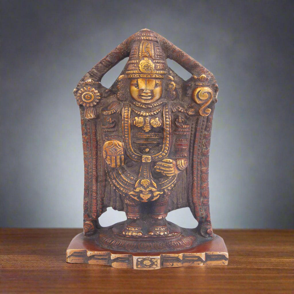 Brass Tirupati Balaji Idol Religious Decor For Sale 7 Inch