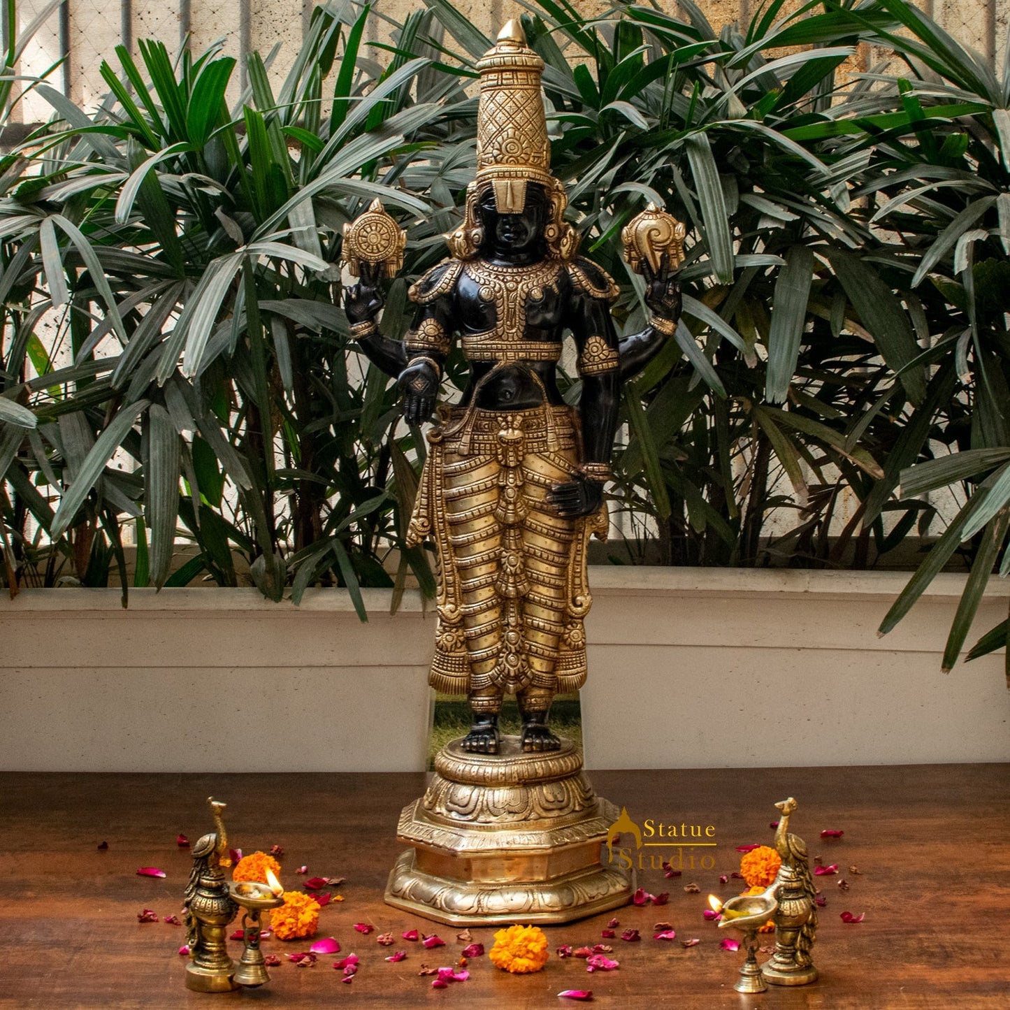 Brass Tirupati Balaji Statue Religious Venkateshwara Idol Decor 32"