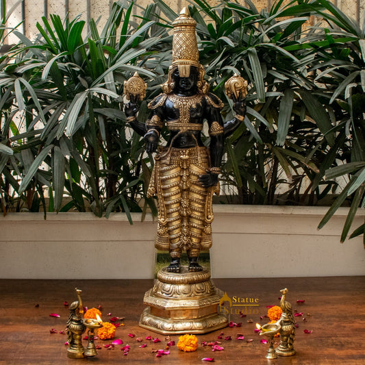 Brass Tirupati Balaji Statue Religious Venkateshwara Idol Decor 32"