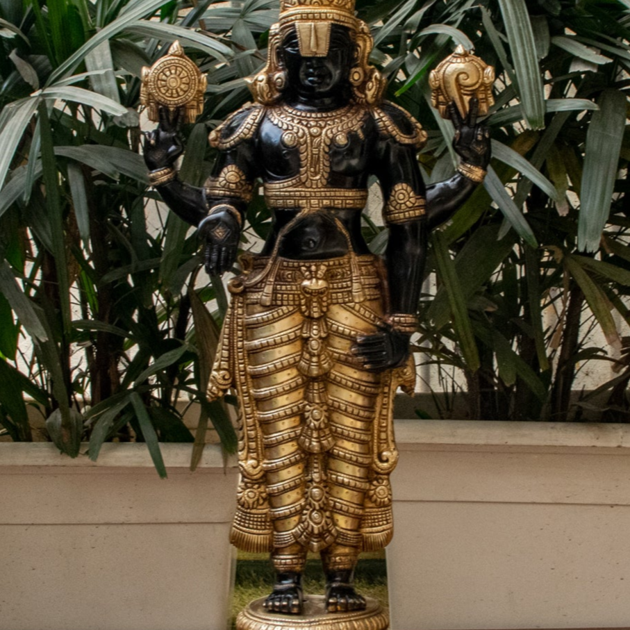 Brass Tirupati Balaji Statue Religious Venkateshwara Idol Decor 32" - Image 2