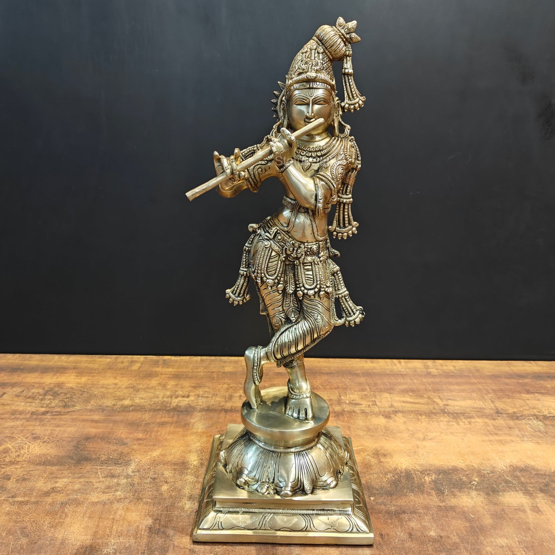 Brass Tribhanga Krishna Statue 2 Feet - Eco-friendly - Sama Homes