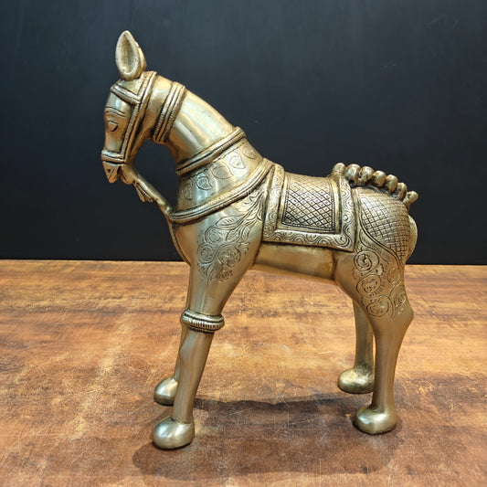 Brass Unique Horse Statue For Decor Showpiece 12.5 Inch