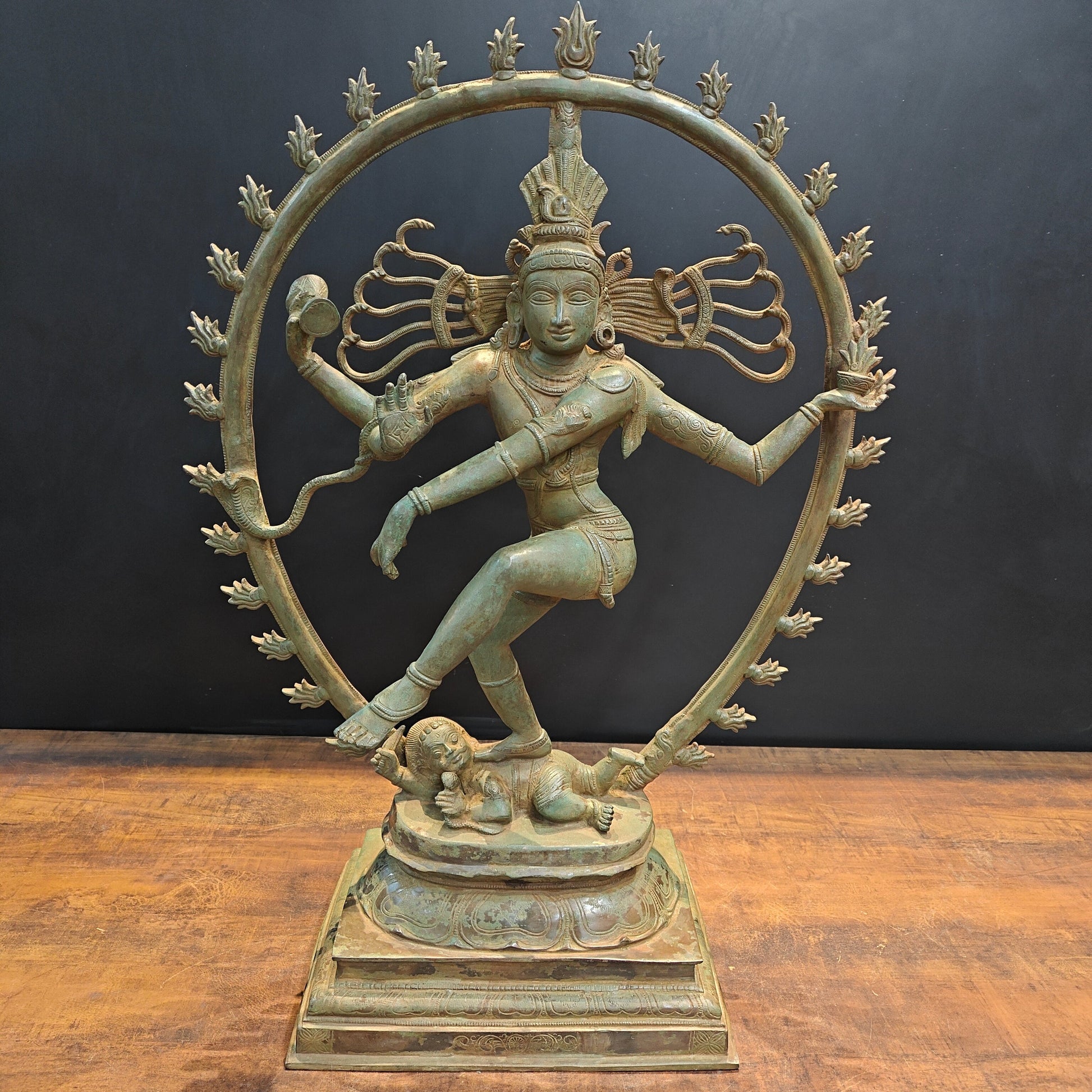 Brass Unique Nataraja Statue Antique Bronze Patina Finish 31 Inches - Eco-friendly - Sama Homes