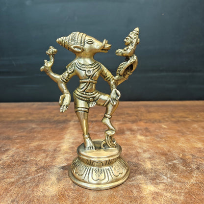 Brass Varaha Lakshmi Statue 7 Inch by vendor-unknown - Hindu Gods