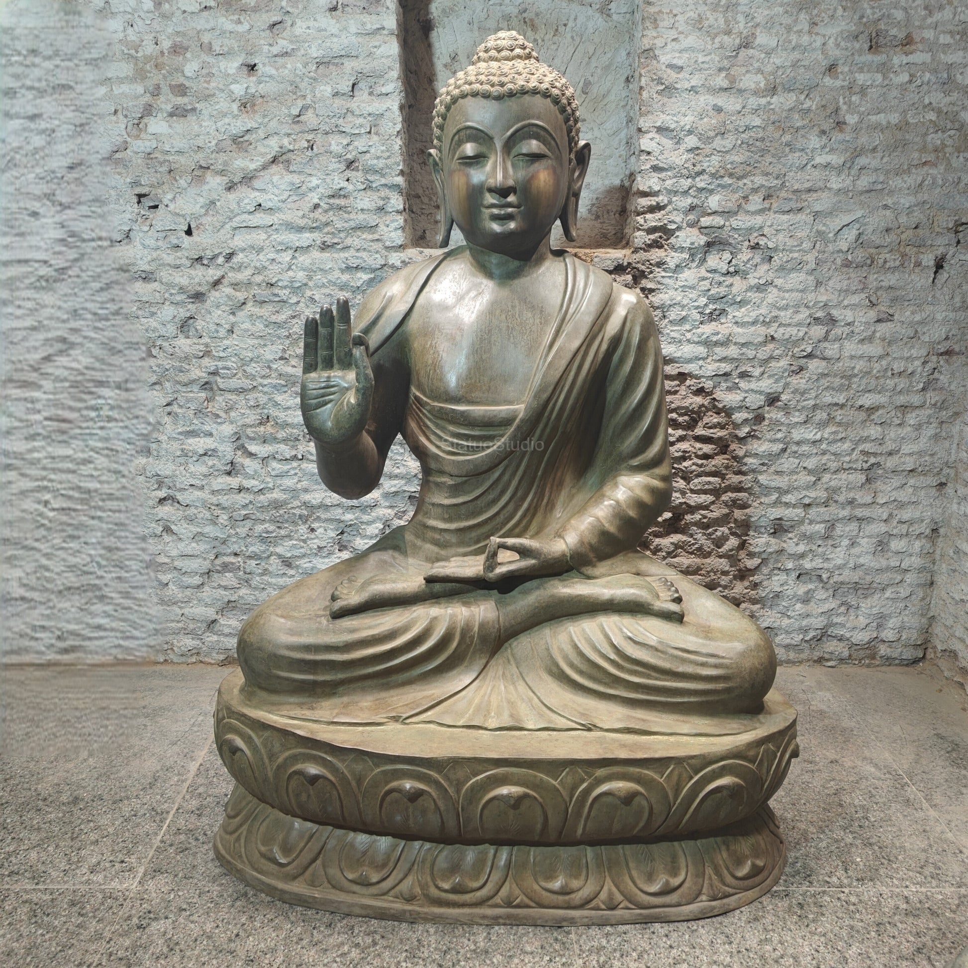 Brass Very Large Blessing Buddha Statue For Home Garden Decor 6 Feet - Eco-friendly - Sama Homes